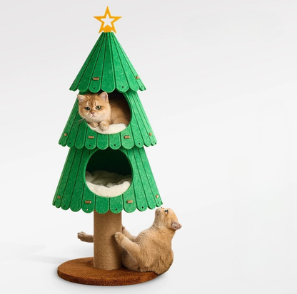 Felt Fabric Christmas Tree Cat Climbing Tower