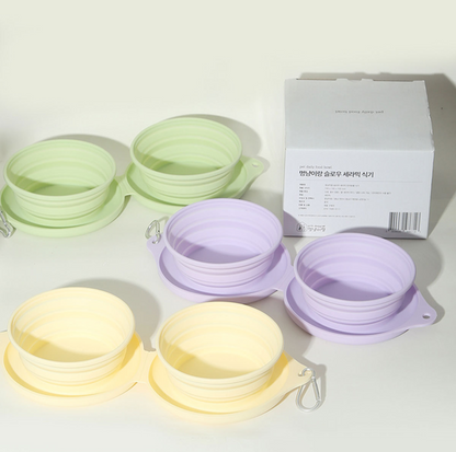 Silicone Foldable Double Pet Feeding Bowl - Portable & Travel-Friendly