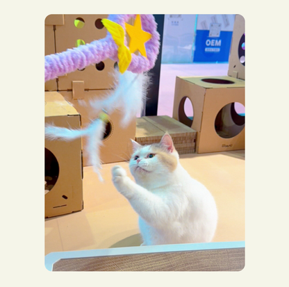 Magic Wand Plush Cat Teaser Toy with Feathers & Bells