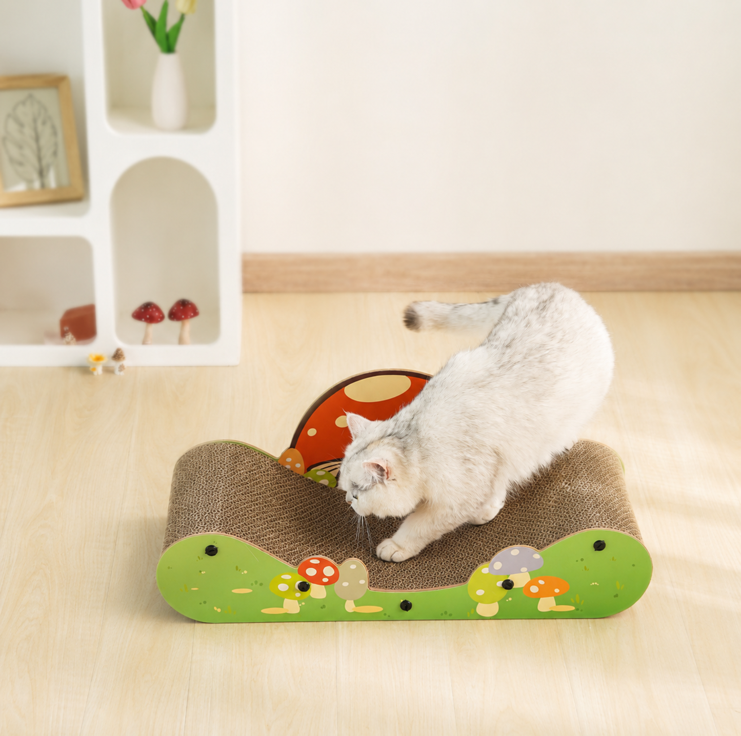 Mushroom Lounge Corrugated Cardboard Cat Scratcher Sofa
