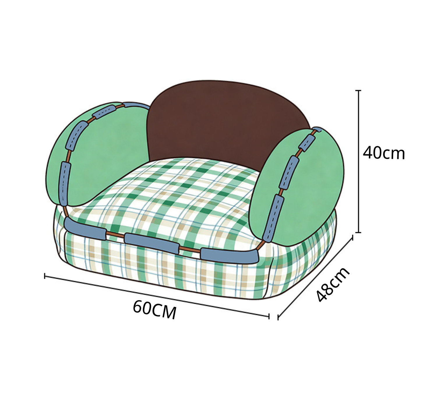 Cute Color-Blocked Plush Pet Sofa Bed