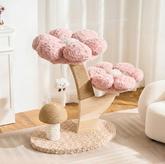 Flower Series Cat Tree – Pink Bloom (2 Platforms)