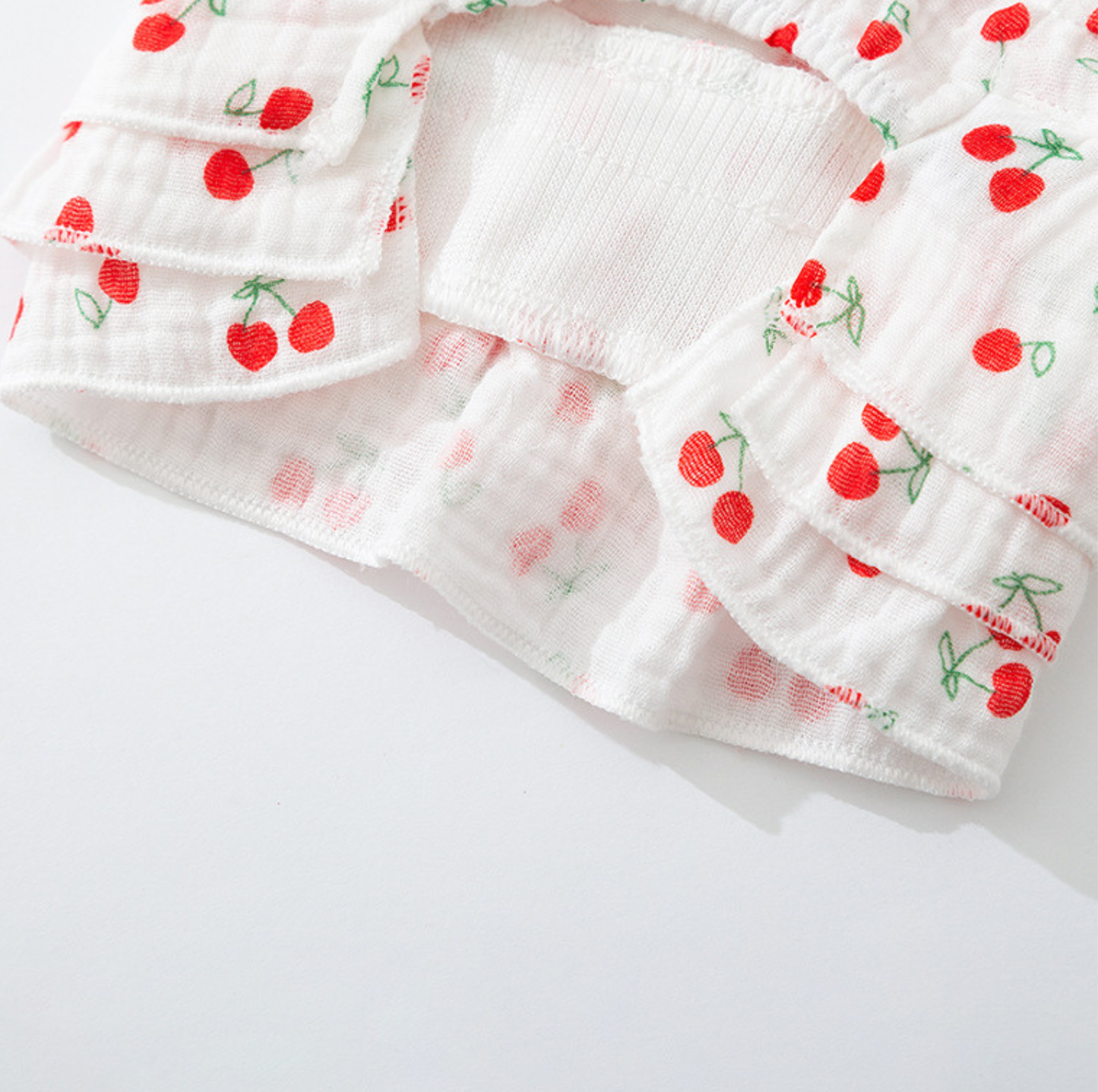 Cherry Suspender Pet Dress with D-Ring for Cats & Small Dogs