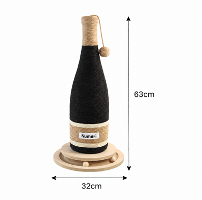 NUMERI® Wine Bottle Cat Scratching Post with Rotating Ball-Track Base