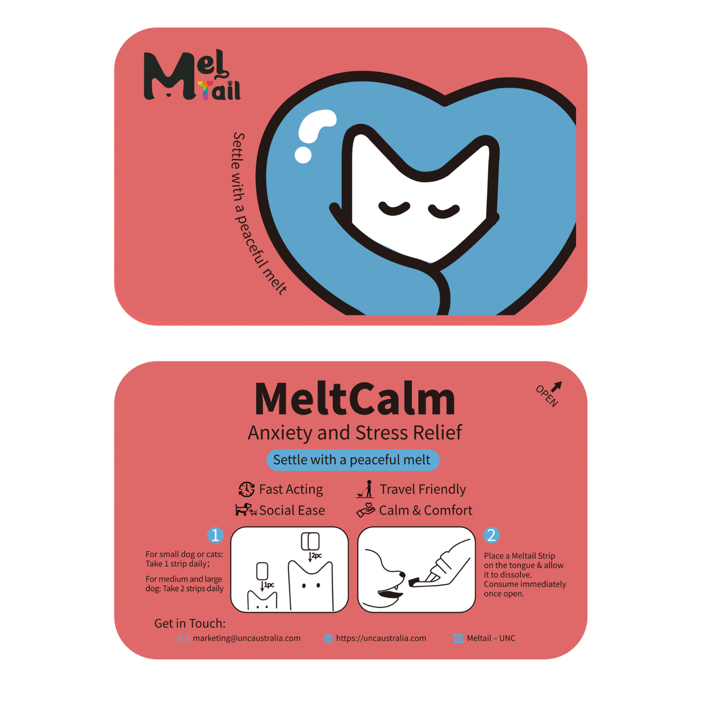 MelTail Meltcalm - Anxiety & Stress Relief Oral Strips for Dogs & Cats