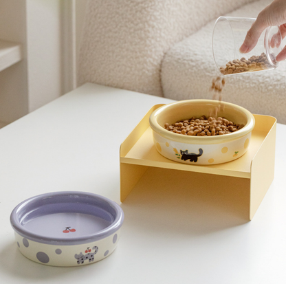Patterned Ceramic Pet Feeding Bowl