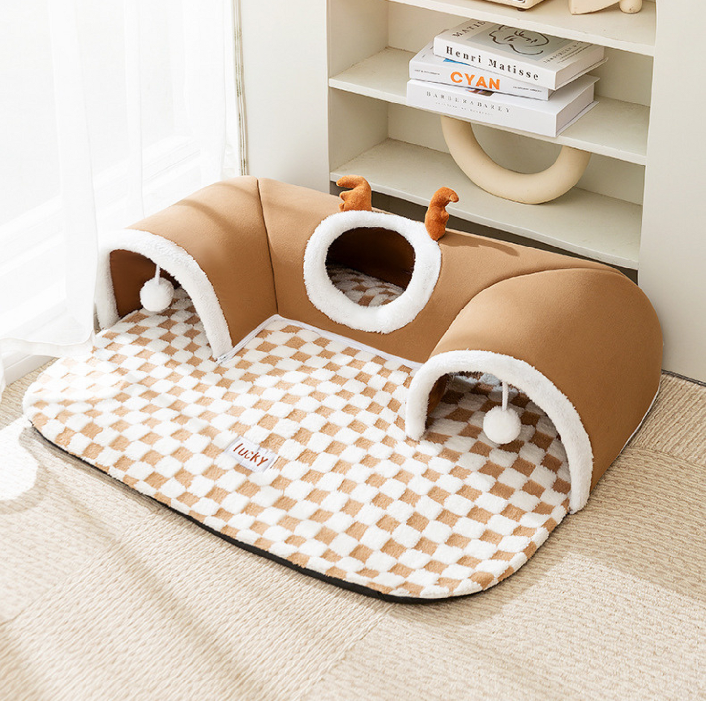 Reindeer Hide-and-Seek Cat Tunnel Bed