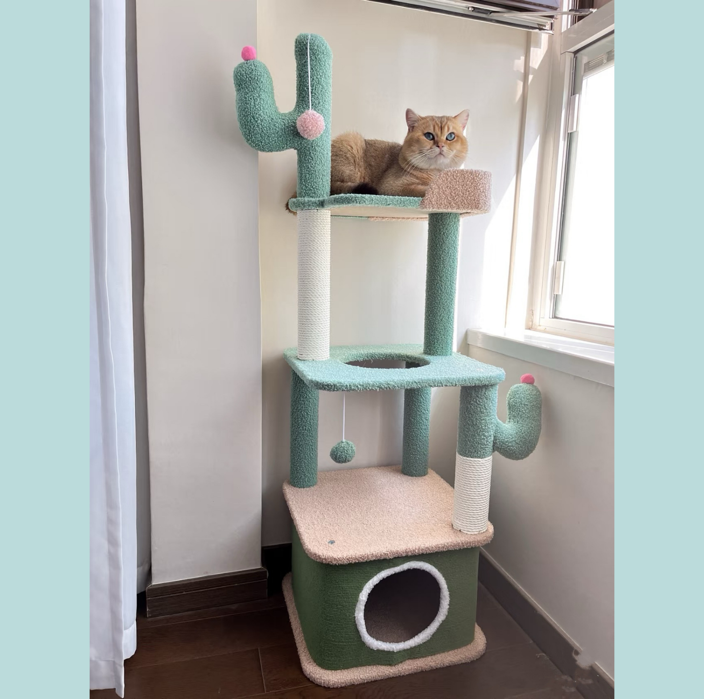 Cactus-Styled Cat Climbing Tree