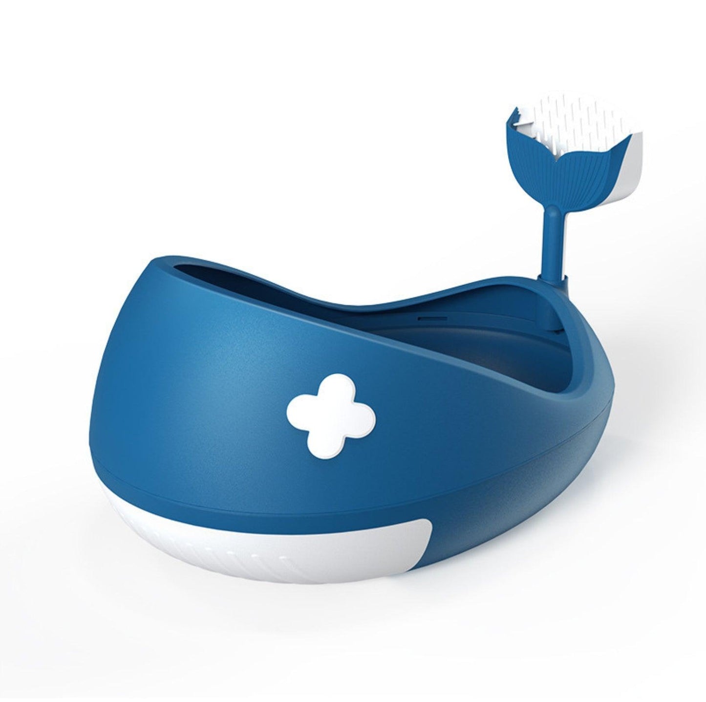 Whale-Inspired Open Cat Litter Tray With Scooper