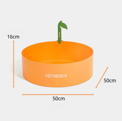 Vetreska Orange Styled Round Shape Open Cat Litter Box