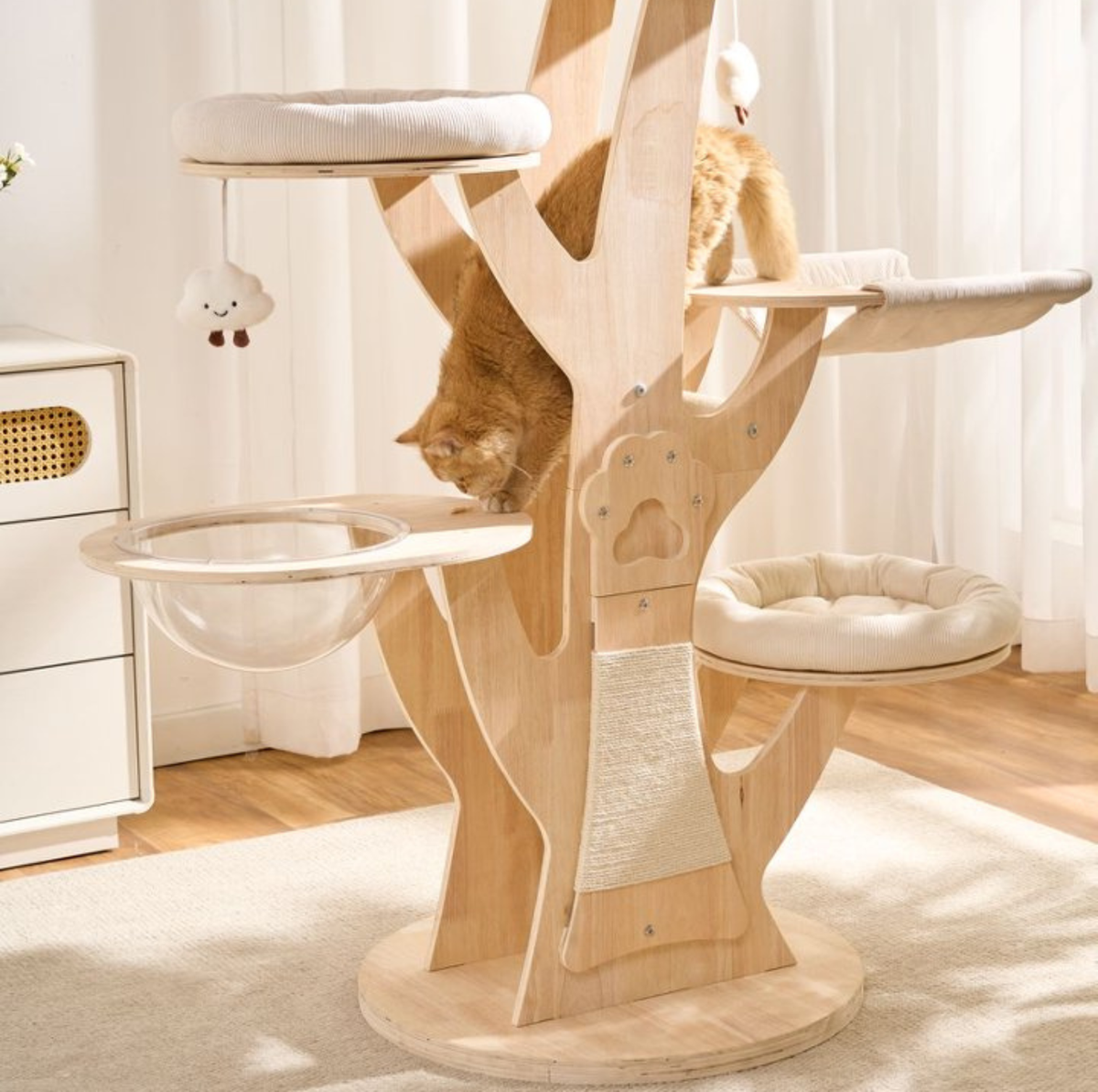 Treehouse Solid Wood Cat Villa Tower – 165 cm