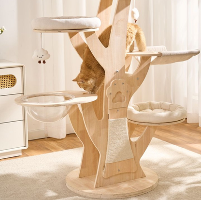 Treehouse Solid Wood Cat Villa Tower – 165 cm
