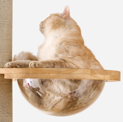 Solid Wood Adjustable Ceiling-Mounted Cat Tower - Style A