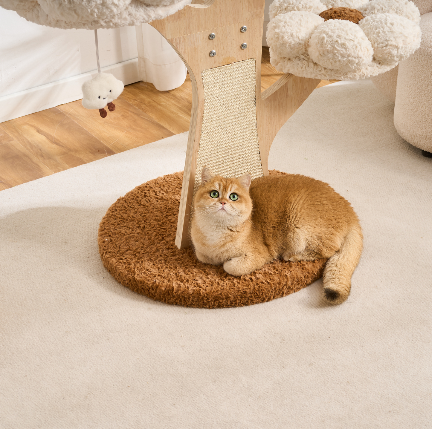 Flower Series Cat Tree – White Bloom (4 Platforms)