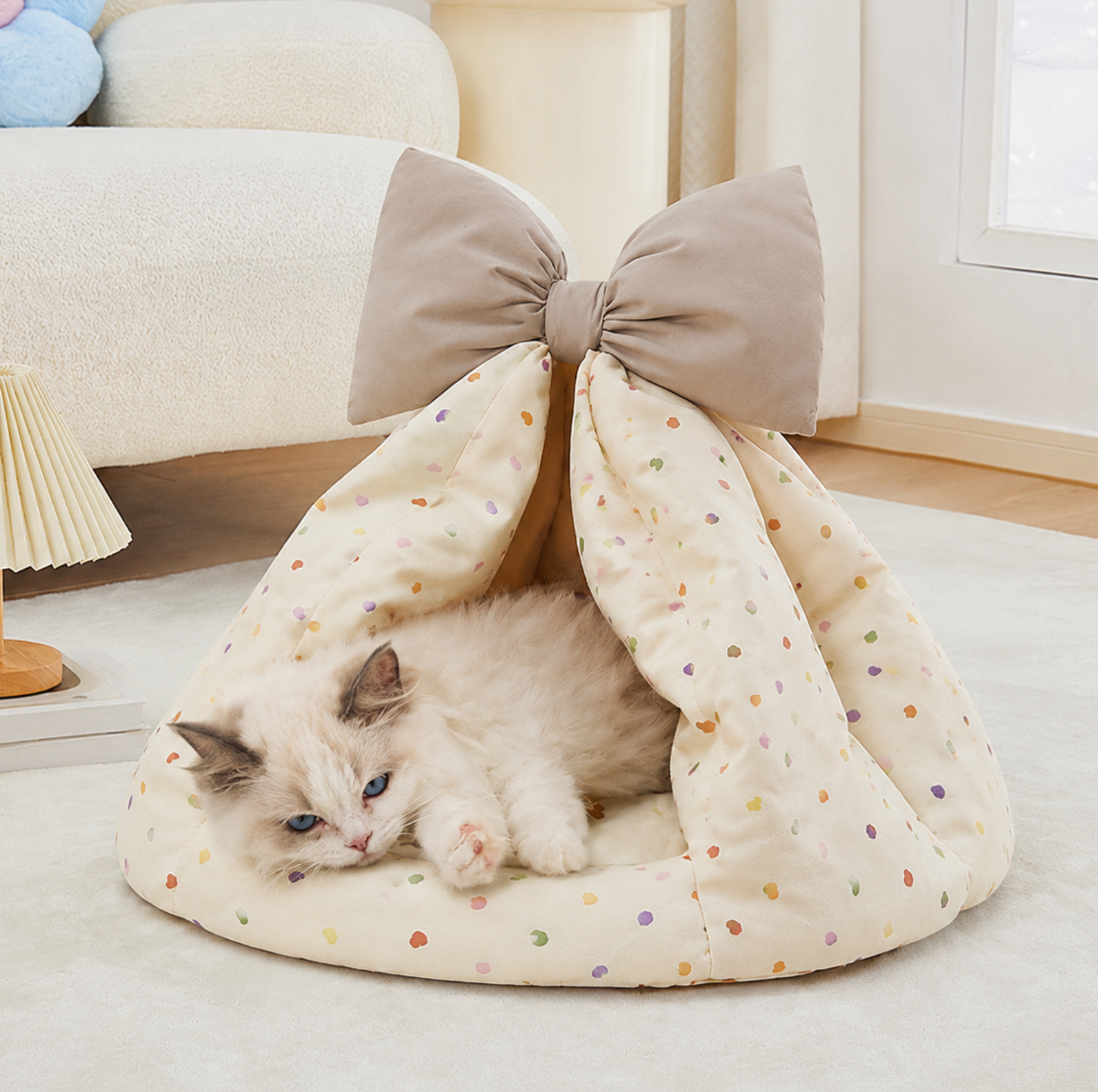 Bowknot Teepee Pet Bed with Removable Cushion