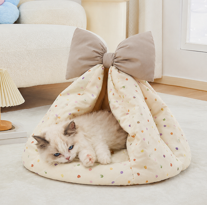 Bowknot Teepee Pet Bed with Removable Cushion
