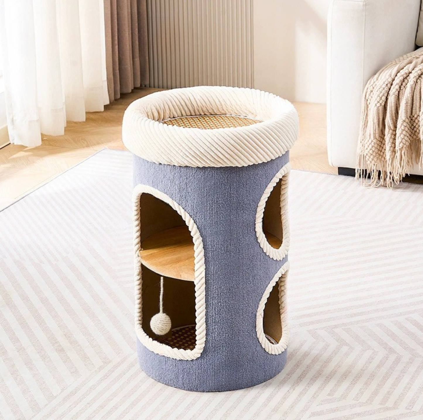 Marie Castle 3-Level Cat Tower & Bed– Multi-Tier Hideaway with Scratch-Resistant Fabric