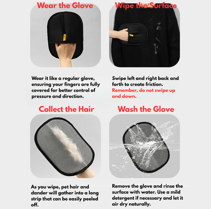 Electrostatic Pet Hair Removal Glove for Clothing, Sofas & Pet Furniture