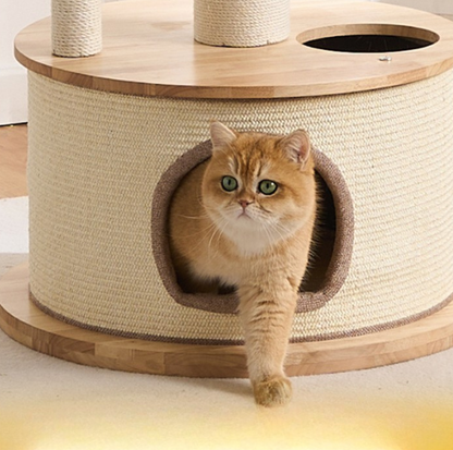 Solid Wood Capsule Multi-Level Cat Tree – 163cm