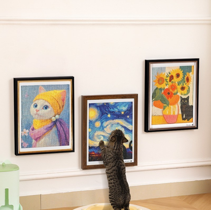 Framed Sisal Cat Scratching Board – Wall-Mounted Decorative Vertical Cat Scratcher