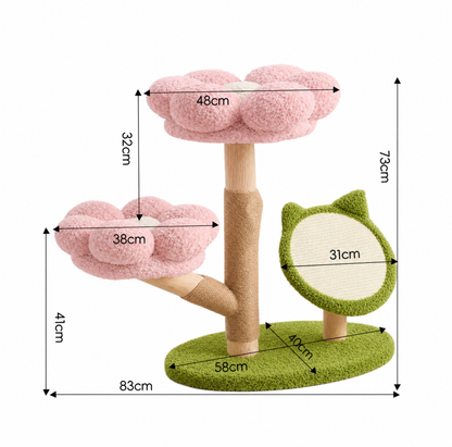 Four Seasons Natural Wood Flower Cat Tree