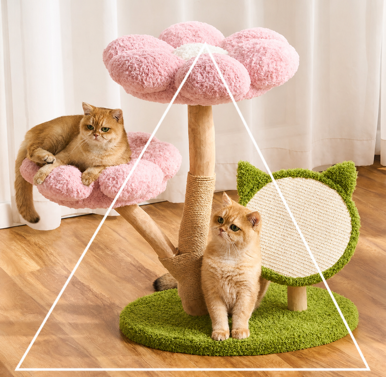 Four Seasons Natural Wood Flower Cat Tree