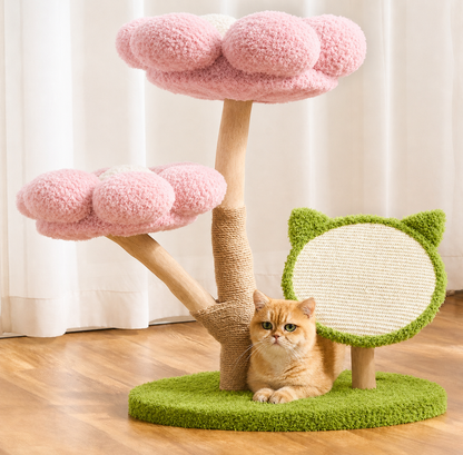 Four Seasons Natural Wood Flower Cat Tree