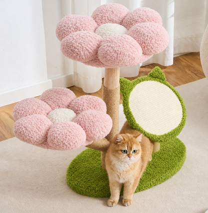 Four Seasons Natural Wood Flower Cat Tree
