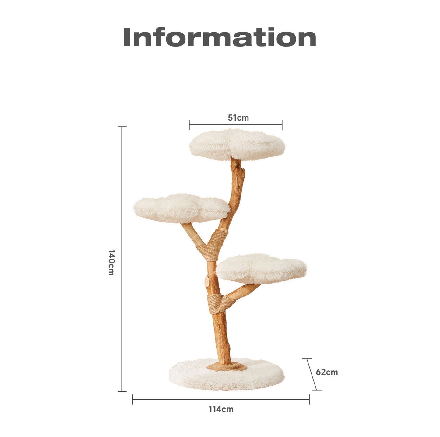 Cmisstree Cloud Series Cat Climbing Tree - Natural Fruitwood with Plush Comfort