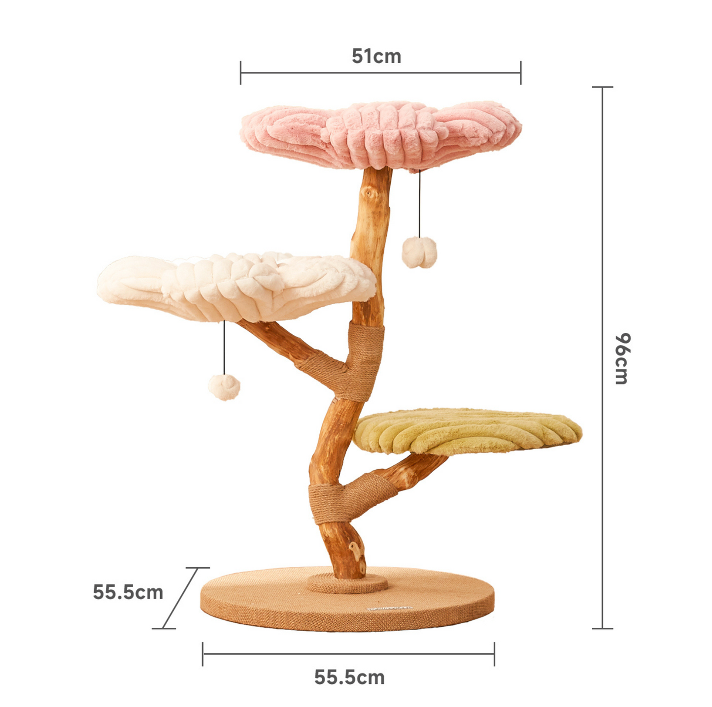 Cmisstree Flower-Inspired Wooden Cat Climbing Tree - Natural Fruitwood Comfort