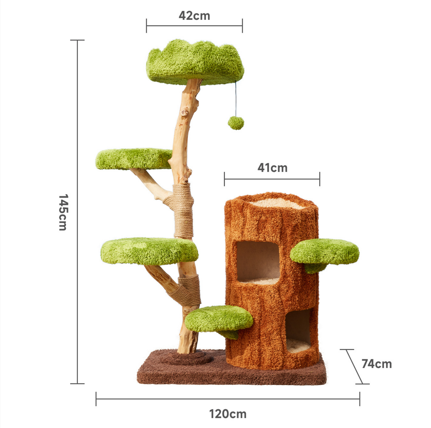 Cmisstree Tree Hollow Solid Wood 5-Tired Large Cat Tree