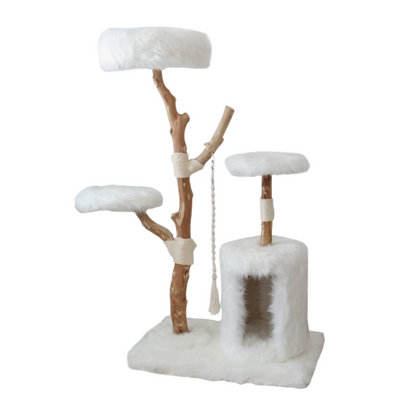 Cmisstree Cloud Series Cat Climbing Tree with House - Natural Fruitwood