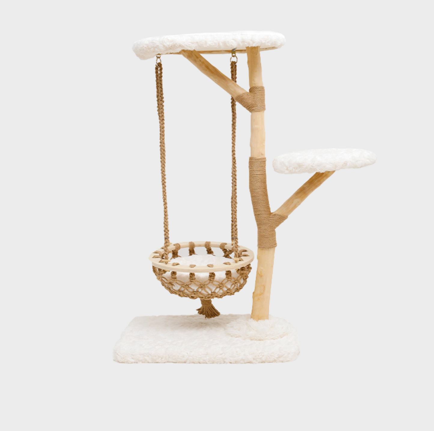 Cmisstree Cloud Series Cat Climbing Tree with Hammock - Natural Fruitwood with Plush Comfort