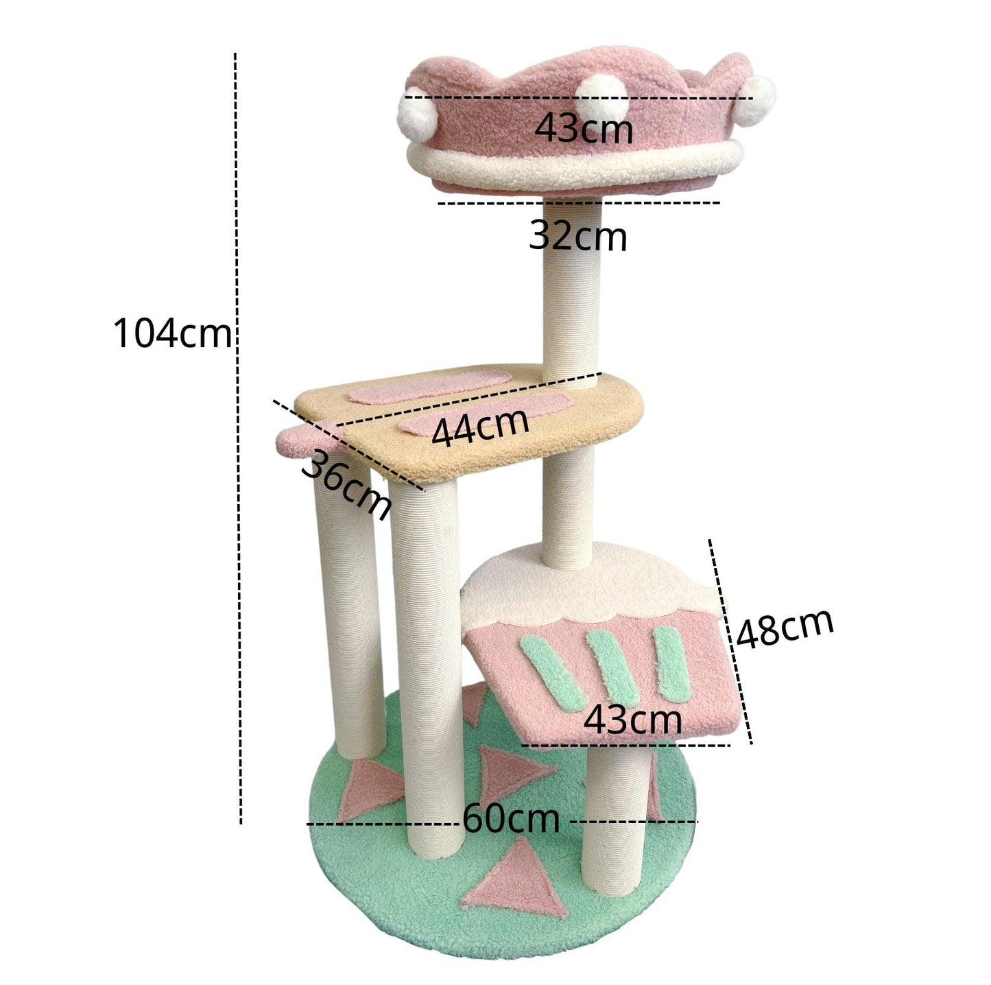 Ice Cream-Styled Cat Tree with Jumping Platforms & Top Bed - {{product.type}} - PawPawUp