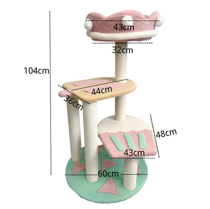 Ice Cream-Styled Cat Tree with Jumping Platforms & Top Bed - {{product.type}} - PawPawUp