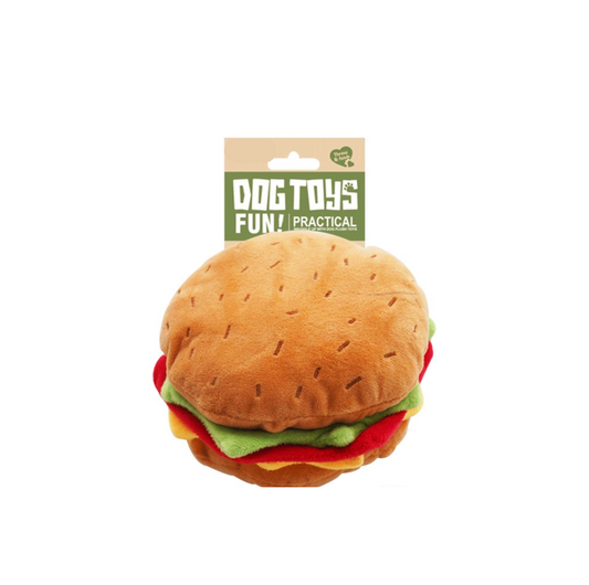 Fast Food Plush Squeaky Dog Toys - Burger