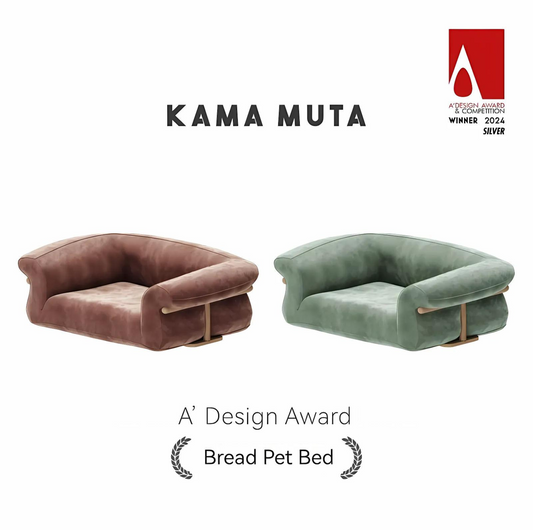 KAMA MUTA Bread Pet Bed - Italian-Inspired Design with Memory Foam and Ash Wood Frame