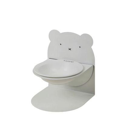 Magnetic Adjustable Elevated Ceramic Pet Bowl with Bear-Shaped Stand