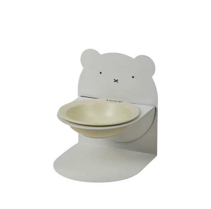 Magnetic Adjustable Elevated Ceramic Pet Bowl with Bear-Shaped Stand