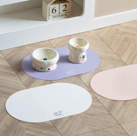 Waterproof Oval PU Leather Pet Food Mat