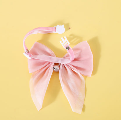 Adjustable Pink Velvet Large Bow Pet Collar - {{product.type}} - PawPawUp