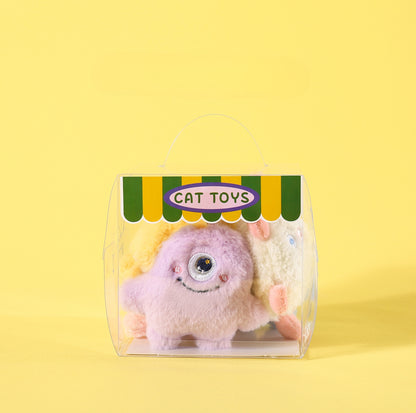 Adorable Little Monster-Style Plush Cat Toy Set of 5 – With Catnip & Bells - {{product.type}} - PawPawUp