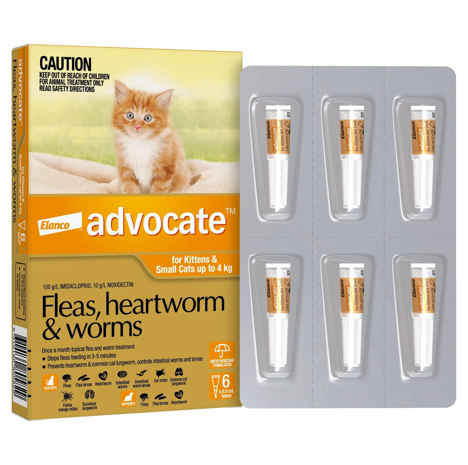Advocate 0-4kg Cat Spot-On Flea & Worm Treatment - {{product.type}} - PawPawUp