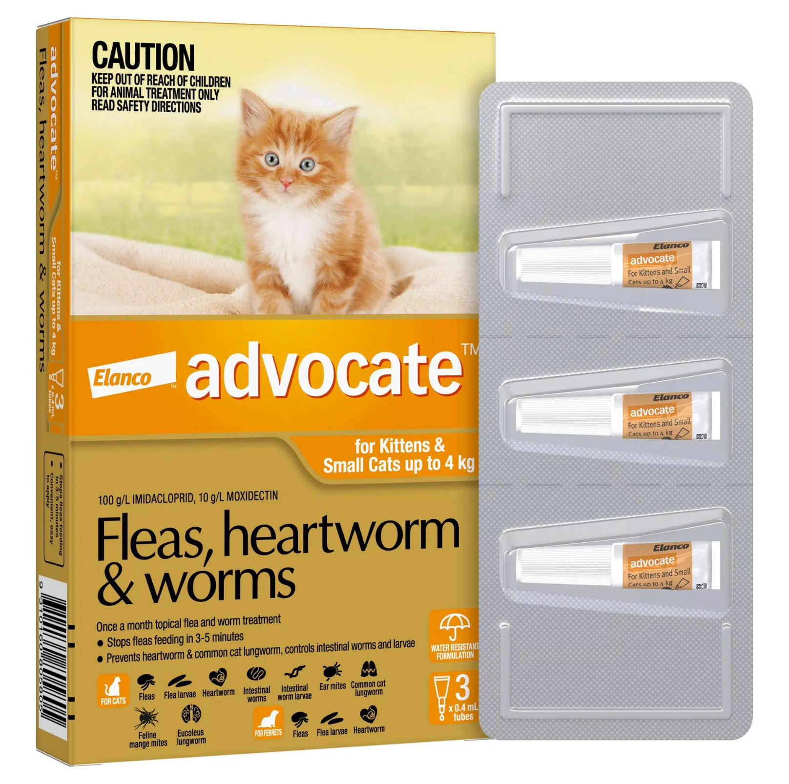 Advocate 0-4kg Cat Spot-On Flea & Worm Treatment - {{product.type}} - PawPawUp
