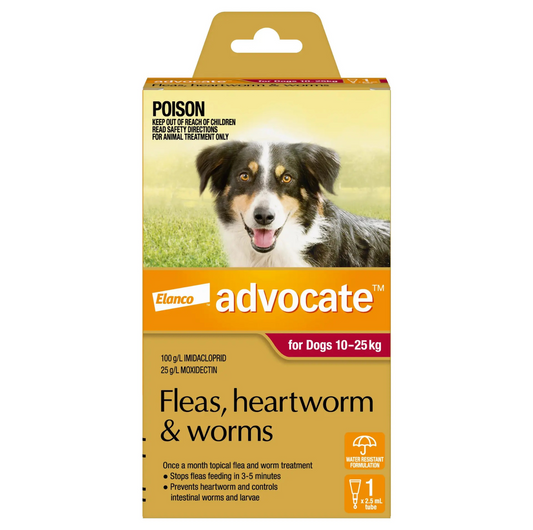 Advocate 10-25kg Dog Spot-On Flea & Worming Treatment - {{product.type}} - PawPawUp