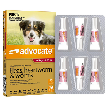 Advocate 10-25kg Dog Spot-On Flea & Worming Treatment - {{product.type}} - PawPawUp