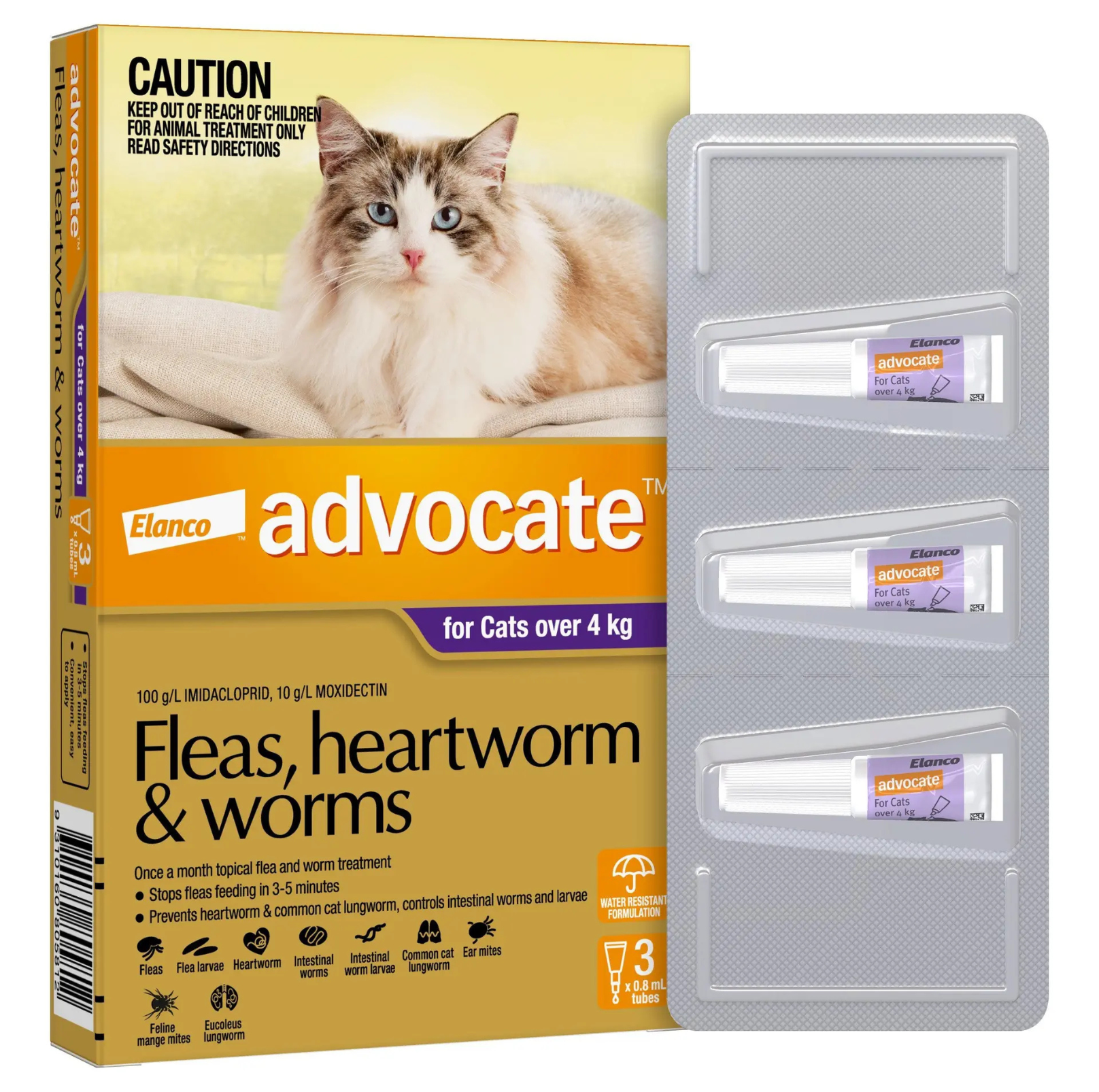 Advocate Over 4kg Cat Spot-On Flea & Worm Treatment - {{product.type}} - PawPawUp