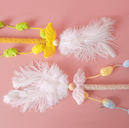 Angel Wings Feather Cat Teaser Wand - {{product.type}} - PawPawUp