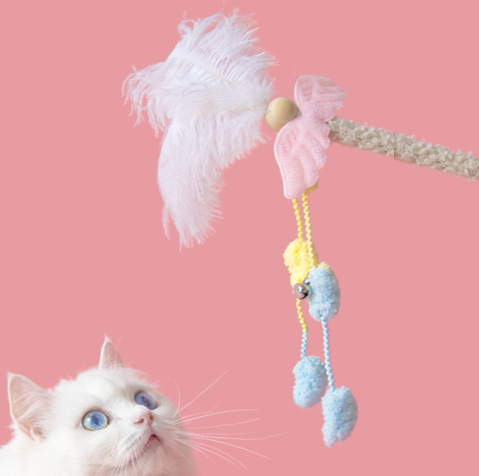 Angel Wings Feather Cat Teaser Wand - {{product.type}} - PawPawUp