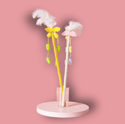 Angel Wings Feather Cat Teaser Wand - {{product.type}} - PawPawUp